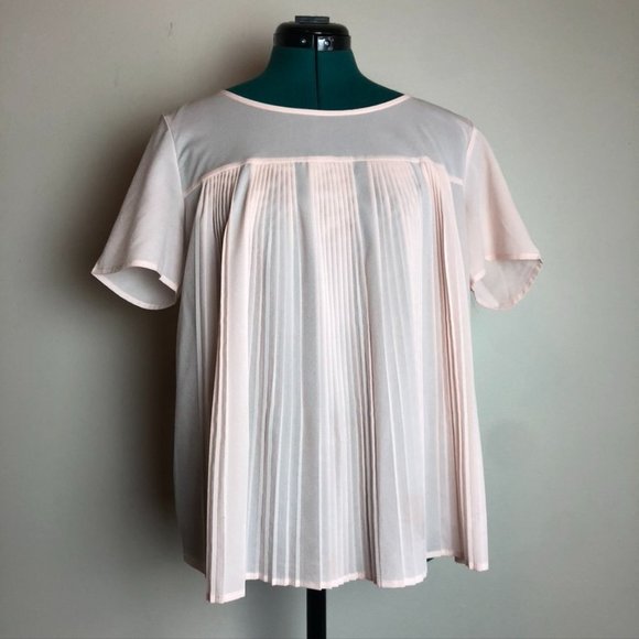 French Connection Pink Pleated Chiffon 